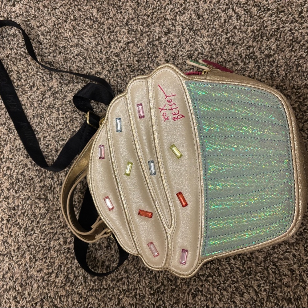 Betsey Johnson Gold Cupcake Crossbody Bag